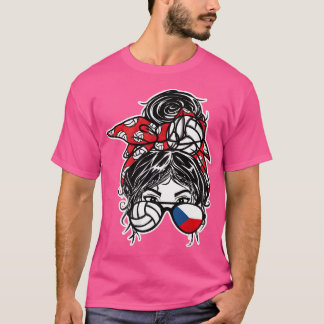 Tjeckiska Messy Bun Hair Girl Czech Republic Volle T Shirt