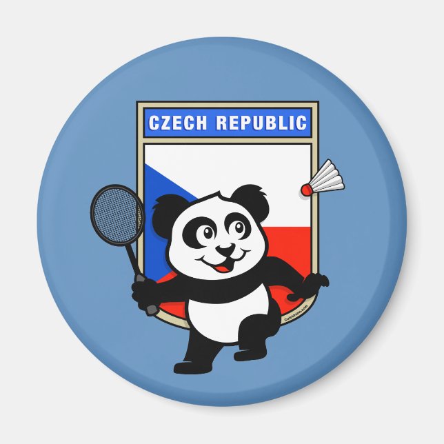 Tjeckiska republiken Badminton Panda Magnet (Framsidan)