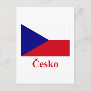 Tjeckiska republiken Flagga med Namn på tjeckiska Vykort