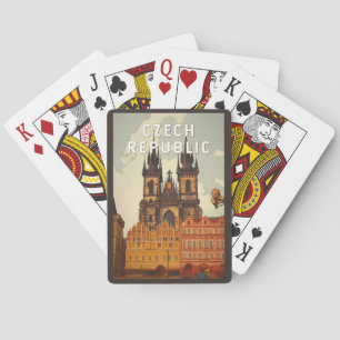 Tjeckiska republiken Illustration Resa Konst Vinta Casinokort