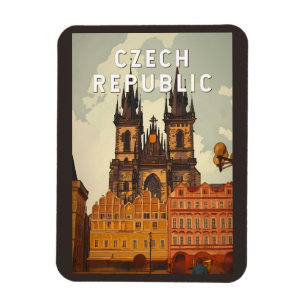 Tjeckiska republiken Illustration Resa Konst Vinta Magnet