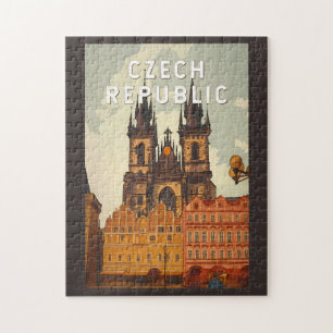 Tjeckiska republiken Illustration Resa Konst Vinta Pussel