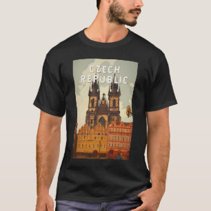 Tjeckiska republiken Illustration Resa Konst Vinta T Shirt