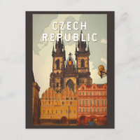 Tjeckiska republiken Illustration Travel Art Vinta