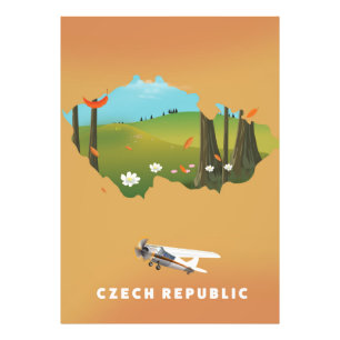 Tjeckiska republiken karta Illustrated print poste Fototryck