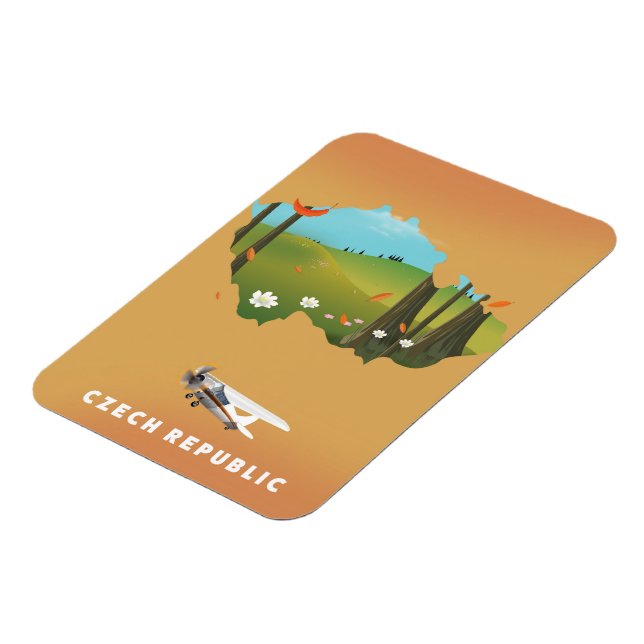 Tjeckiska republiken karta Illustrated print poste Magnet (Vänstra Sidan)
