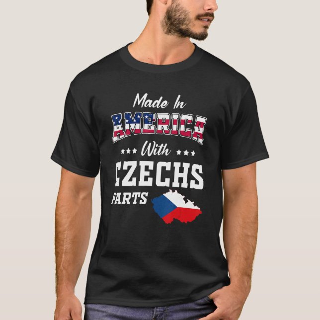 Tjeckiska republiken Karta USA flagga Ro T Shirt (Framsida)