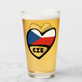 Tjeckiska republiken Land Code Flagga Heart, CZE Glaskopp