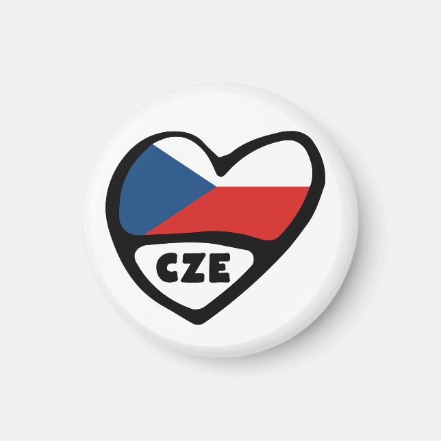 Tjeckiska republiken Land Code Flagga Heart, CZE Magnet (Framsidan)