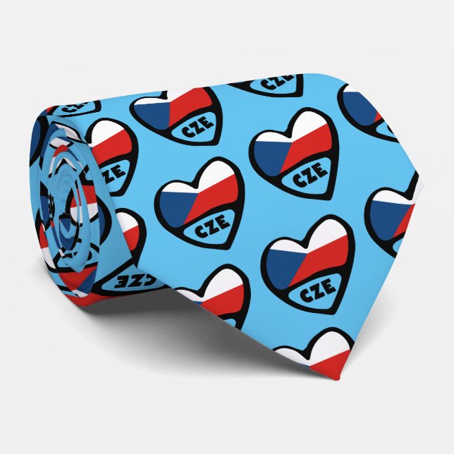 Tjeckiska republiken Land Code Flagga Heart, CZE Slips (Rullad)