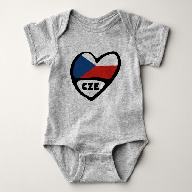 Tjeckiska republiken Land Code Flagga Heart, CZE T Shirt (Framsida)