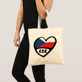 Tjeckiska republiken Land Code Flagga Heart, CZE Tygkasse