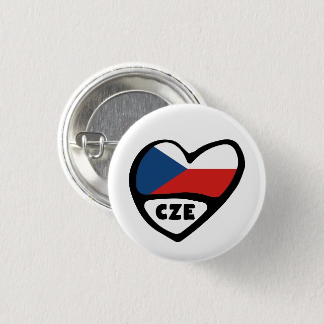 Tjeckiska republiken Land, kod Flagga Heart Pin Ba Knapp (Framsida & baksida)