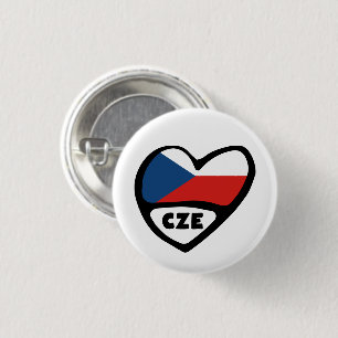 Tjeckiska republiken Land, kod Flagga Heart Pin Ba Knapp