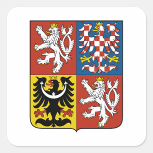 tjeckiska republiken landsdräkt vapen symbol emble fyrkantigt klistermärke
