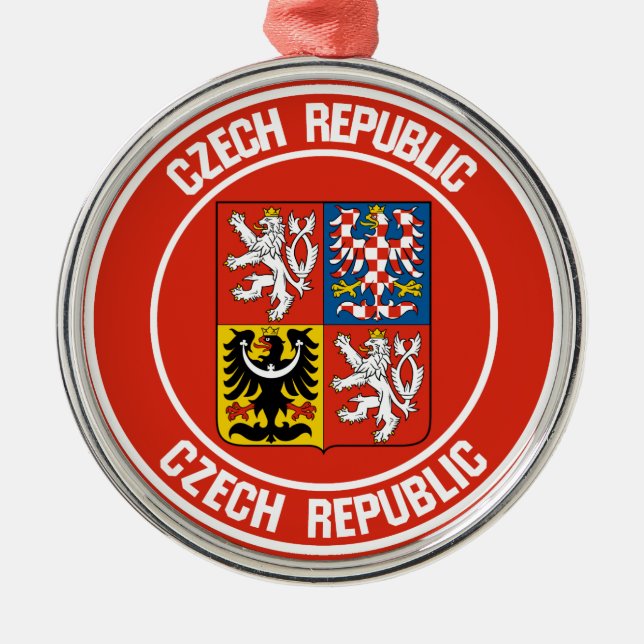 Tjeckiska republiken Round Emblem Julgransprydnad Metall (Framsidan)