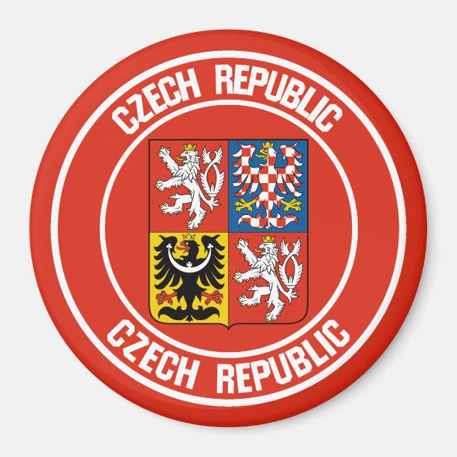 Tjeckiska republiken Round Emblem Magnet (Framsidan)