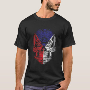 Tjeckiska republiken Skull och Ro Flagga T Shirt