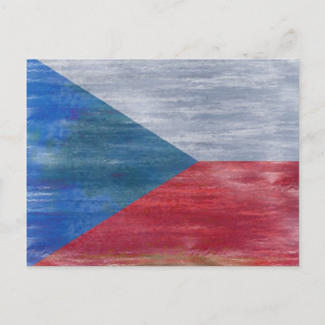 Tjeckiska republikens slitna flagga vykort (Framsida)