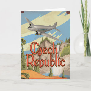 Tjeckiska Republikens Vintage Resa Affisch Helgkort