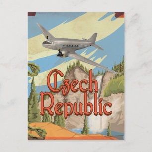 Tjeckiska Republikens Vintage Resaaffisch Vykort