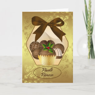 Tjeckiskt lyxigt kort för chokladjulhälsning