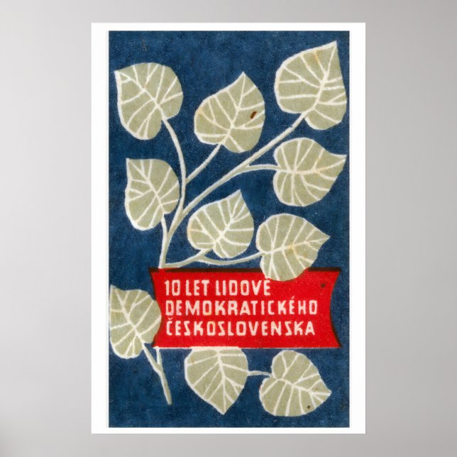 Tjeckoslovakien 10-årsjubileum - Tändsticksasktryc Poster (Framsidan)