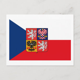 Tjeckoslovakien Flagw COA-vykort Vykort