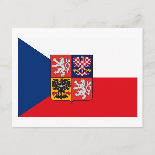 Tjeckoslovakien Flagw COA-vykort Vykort (Framsida)