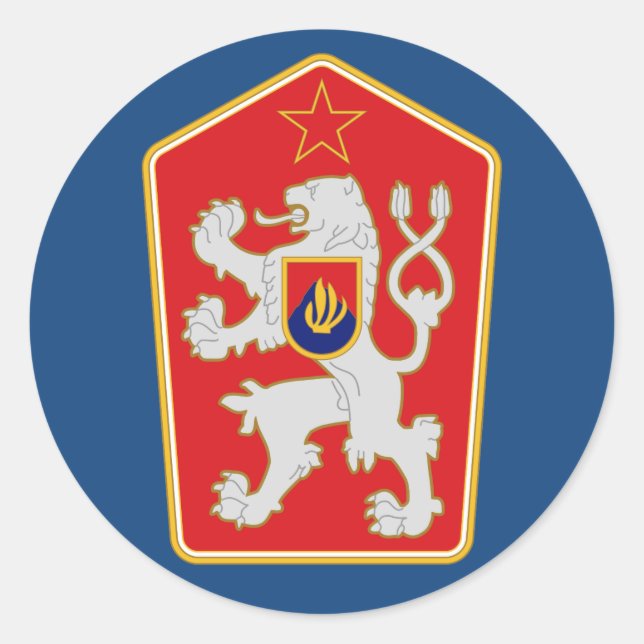 Tjeckoslovakien - Jackat av Arm (1960-1990). Runt Klistermärke (Framsida)