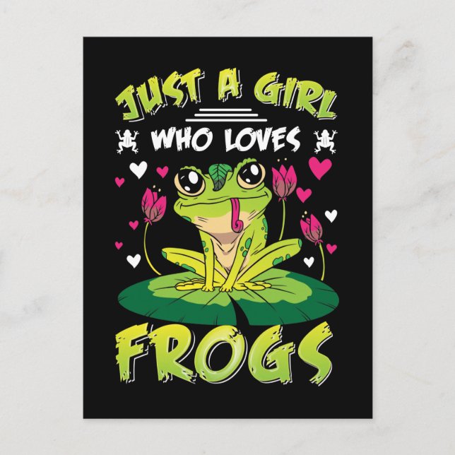 Tjej älskar Grodas Dotter Kawaii Groda Älskare Vykort (Framsida)