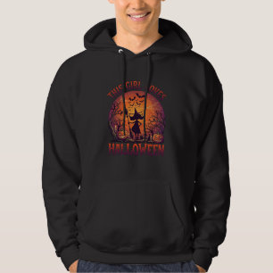 Tjej älskar Halloween-häxa pumpor fladdermöss_1 Hoodie
