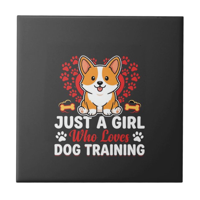 Tjej Älskar Hundträning Corgi Kakelplatta (Framsidan)