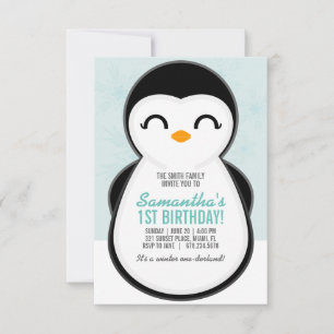 tjej ANY AGY vinterPENGUIN BIRTHDAY söt party Inbjudningar