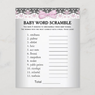 Tjej Baby Shower Spel Ordkrypord Rim Quiz