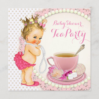 Tjej Baby Shower Tekvart Inbjudningar