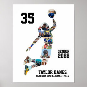 Tjej Basketbollspelare Sport Anpassad Foto Collage Poster