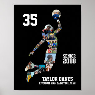 Tjej Basketbollspelare Sport Senior Foto Collage Poster