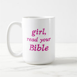 Tjej Bibel Läsning Rosa Söt Tro Typografi Kaffemugg