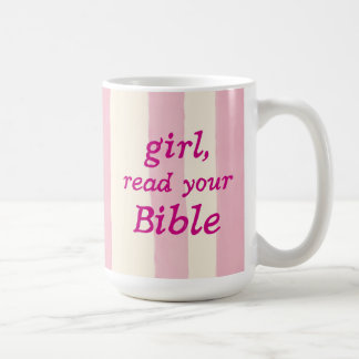 Tjej Bibelläsning Rosa Söt Tro Typografi Kaffemugg