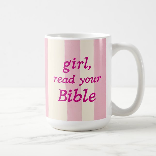 Tjej Bibelläsning Rosa Söt Tro Typografi Kaffemugg (Höger)