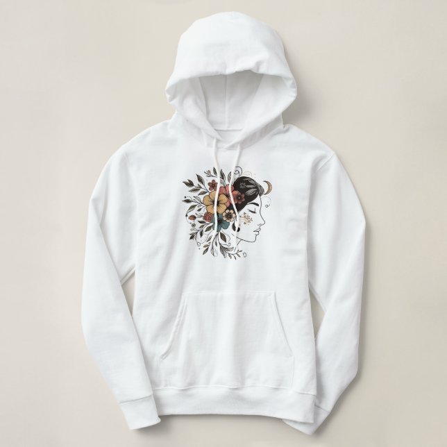 Tjej blomstergemål linjekonst  t shirt (Design framsida)