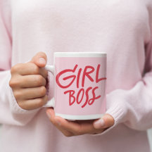Tjej Boss Fet Stil Röda & Rosa Feminina Typografi