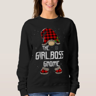 Tjej Boss Gnome Buffalo Rutig Matchande Familj Jul T Shirt