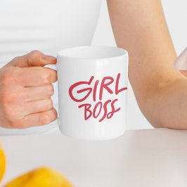 Tjej Boss Röd Fet Typografi Feminint Tjejaktig Kaffemugg