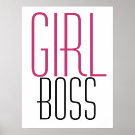 Tjej Boss Typografi Rosa Svart Poster