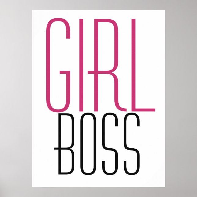 Tjej Boss Typografi Rosa Svart Poster (Framsidan)