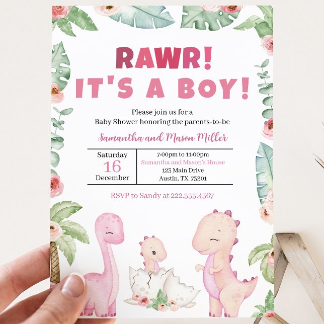 Tjej Dinosaurie Bebis Shower Inbjudningar (Skapare uppladdad)