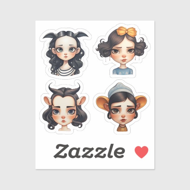 Tjej Djurfantast Klistermärken (Ark)