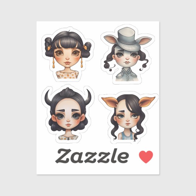 Tjej Djurfantast Klistermärken (Ark)